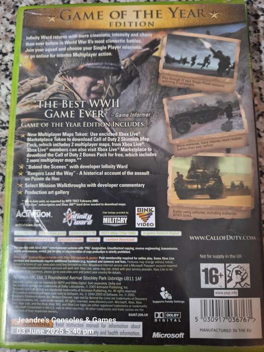 Call of Duty 2- Game of the Year Edition (XBOX 360)