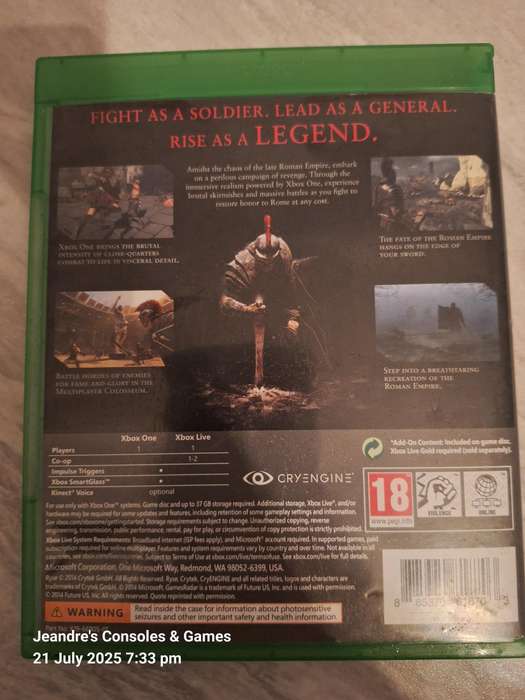 Ryse: Son of Rome - Legendary Edition (XBOX ONE)
