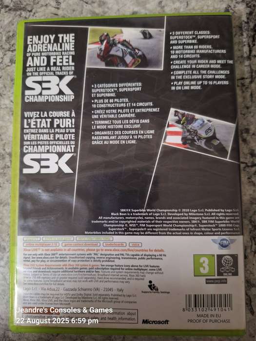 SBK X Superbike World Championship (XBOX 360)