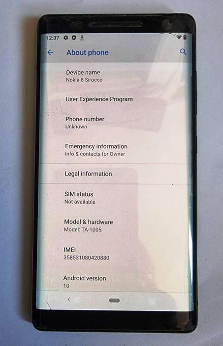 NOKIA 8 Sirocco 128GB Smartphone  6GB Ram Andriod 10*
