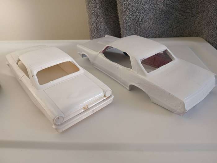3 x 1:32 scale slot car bodies, 2 resin one plastic, 1 x 57 Chevy 1:32 kit plus Chevy ragtop kit