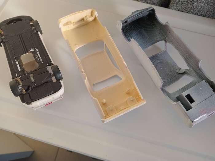 3 x 1:32 scale slot car bodies, 2 resin one plastic, 1 x 57 Chevy 1:32 kit plus Chevy ragtop kit