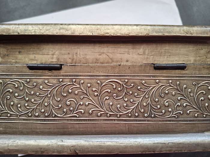 Stunning wooden box covered in thin brass