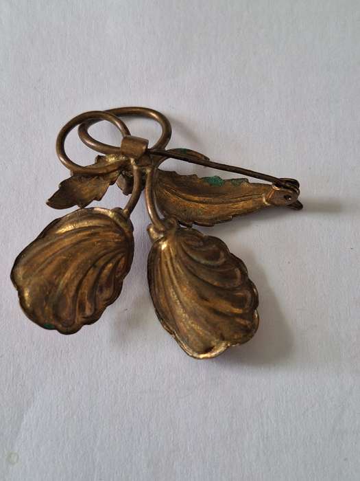 Vintage brass painted brooch