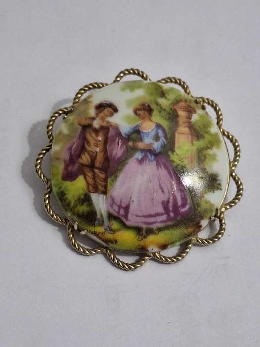 Large Limoges brooch