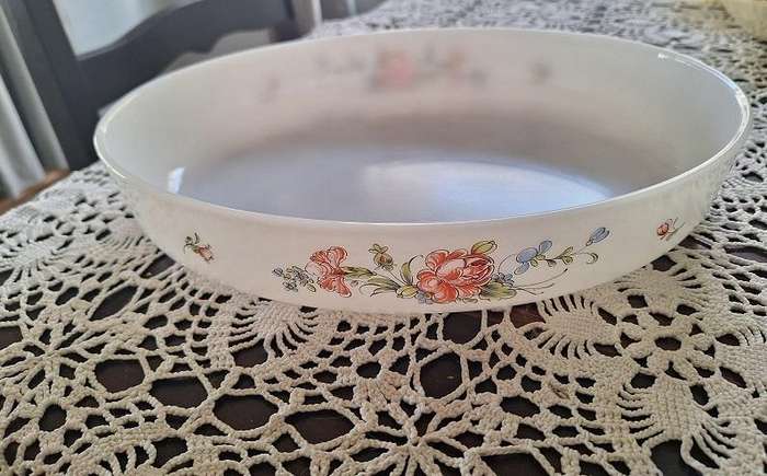 Vintage milk glass oval serving dish