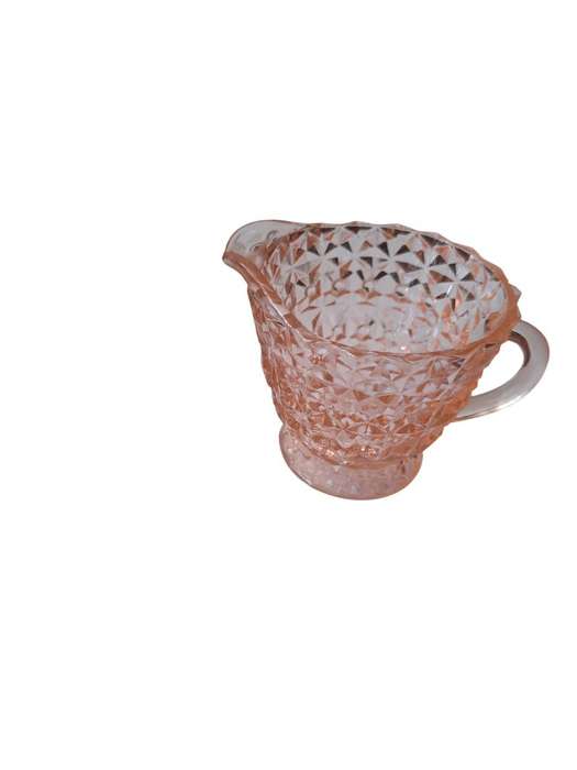 Vintage 1960s Pink Jeanette Buttons & Bows depression glass creamer