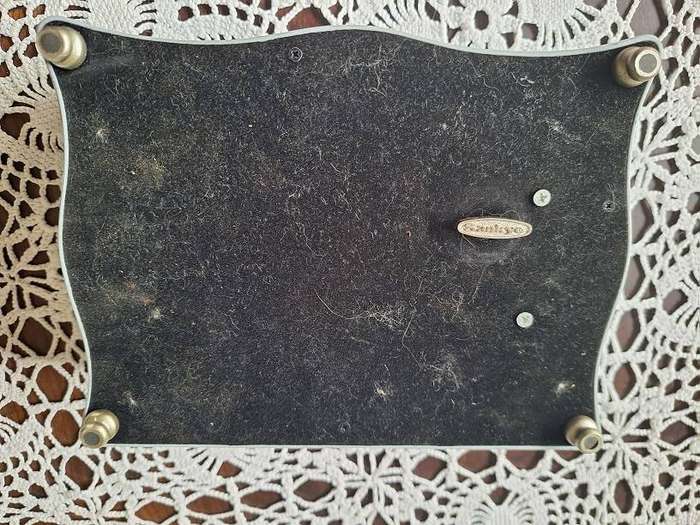 Beautiful light blue musical jewelery box with photo slot top