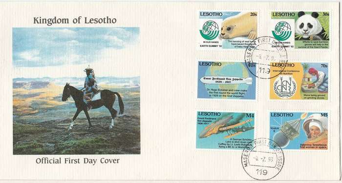 Lesotho 1993 FDC  Earth Summit and various events as scan