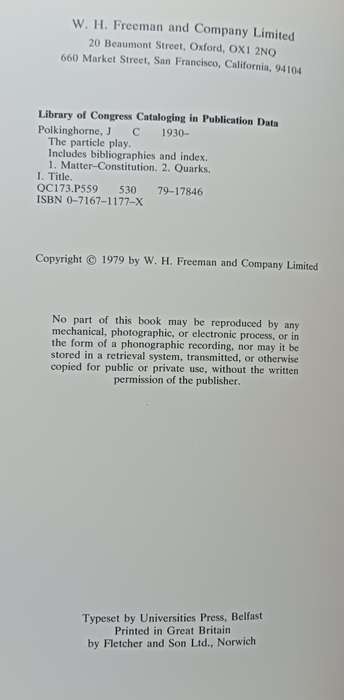 The Particle Play - J.C. Polkinghorne - Hardcover - 138 pages
