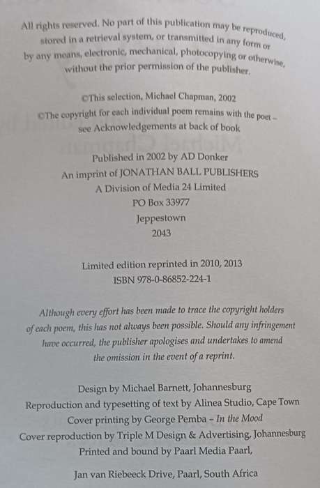 the New Century of South African Poetry - Edit. Michael Chapman - Softcover - 515 pages