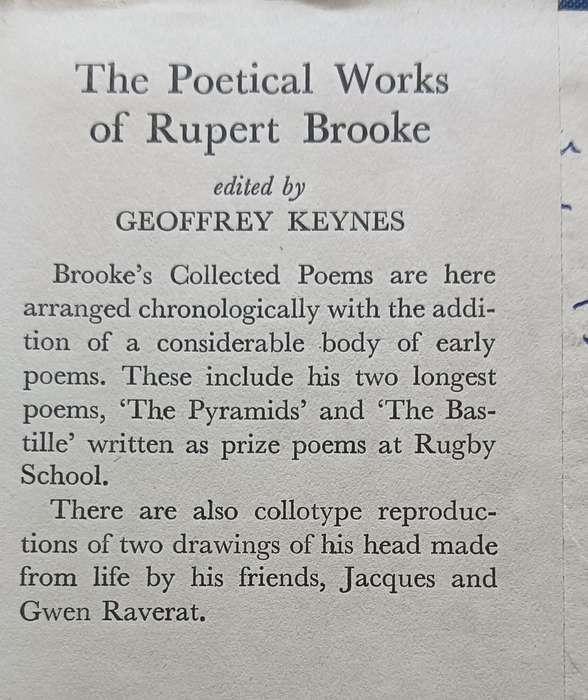 The Poetical Works of Rupert Brooke -  edited by Geoffrey Keynes - Hardcover - 208 pages