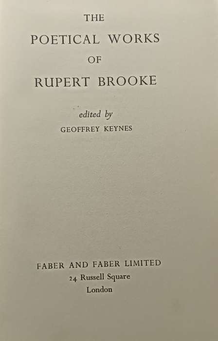 The Poetical Works of Rupert Brooke -  edited by Geoffrey Keynes - Hardcover - 208 pages