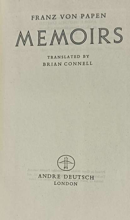 Memoirs - Franz von Papen - Hardcover - 630 pages