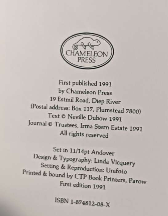 Paradise - The Journal and Letters (1917-1933) of Irma Stern - Neville Dubow - Hardcover - 112 pages