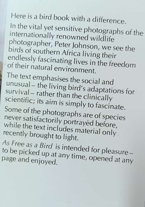 As Free as a Bird - Birds of Southern Africa - Peter Johnson - Hardcover - 208 pages