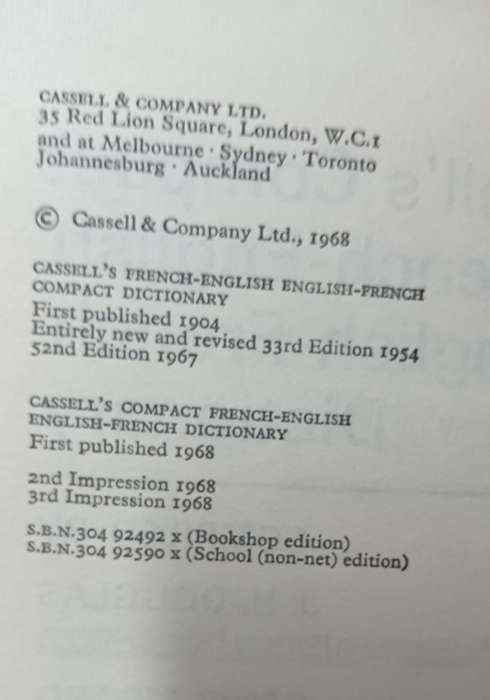 Cassell's Compact French English, English French Dictionary - Hardcover - 658 pages