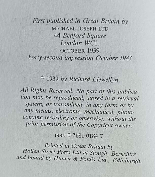 How Green was My Valley - Richard Llewellyn - Hardcover - 448 pages