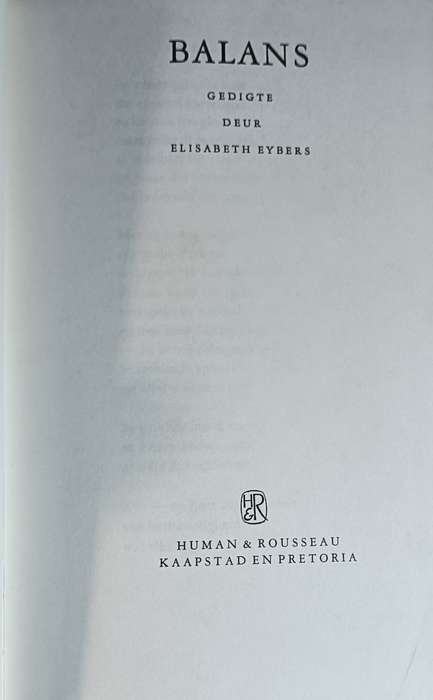 Balans - Elisabeth Eybers  - Hardcover - 71 pages
