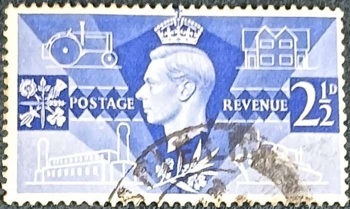 Great Britain 1946 Fing George V1 2 1\2d used