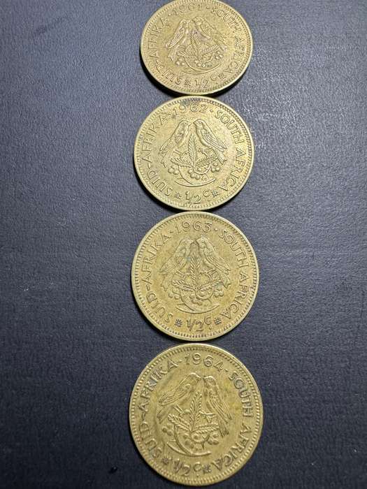 1/2 cent coins x 4 1961 1962 1963 1964