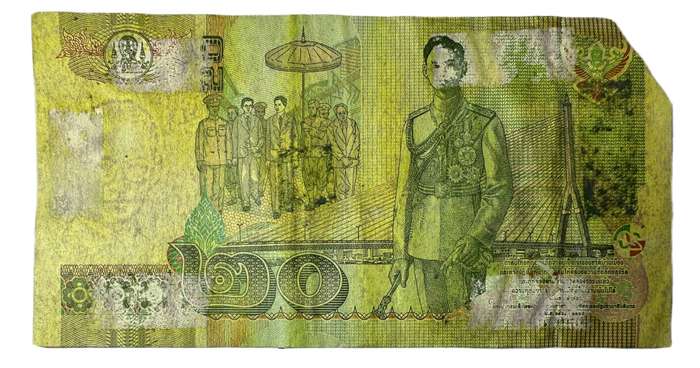 20 Baht Thailand Rama IX Bank Note (Damaged)