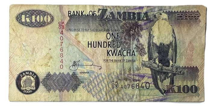 2006 100 Kwacha Zambia Bank Note