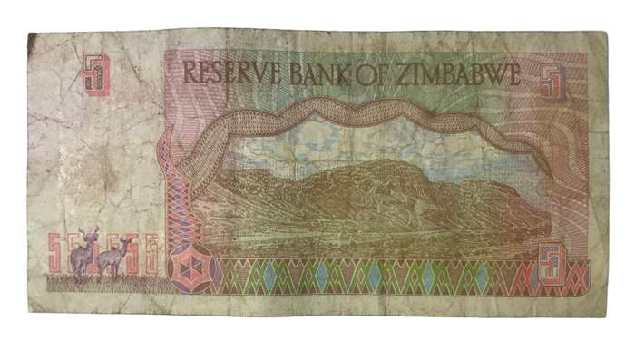 1997 Zimbabwe 5 Dollars Banknote