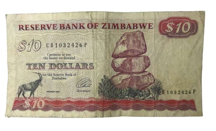 Reserve Bank of Zimbabwe 10 Dollars Harare 1994