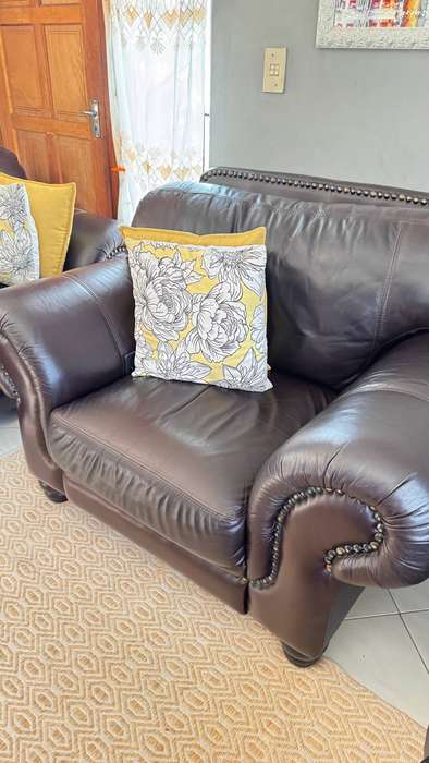 Full leather couch set, at 3,2,1