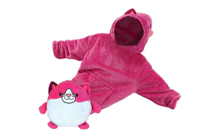 Kids Cuddly Plush Animal Pet Converts To Fun Hoodie Winter Sweater Jersey - Pink