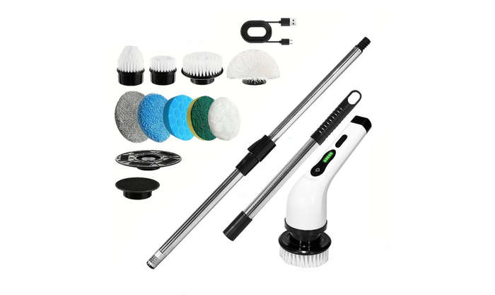 Cordless Electric Spin Scrubber Cleaning Brush with 8 Different Heads