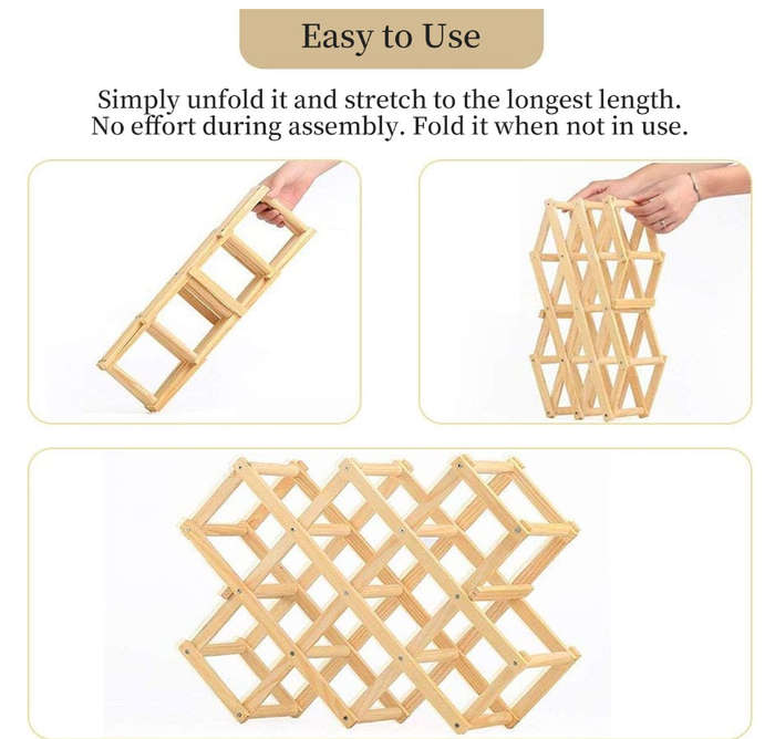Foldable Wooden Wine Rack Wine Holder