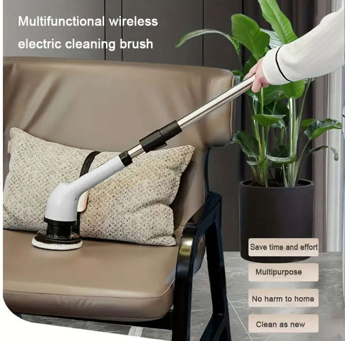 Cordless Electric Spin Scrubber Cleaning Brush with 8 Different Heads