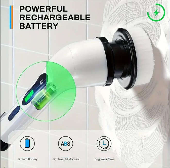 Cordless Electric Spin Scrubber Cleaning Brush with 8 Different Heads