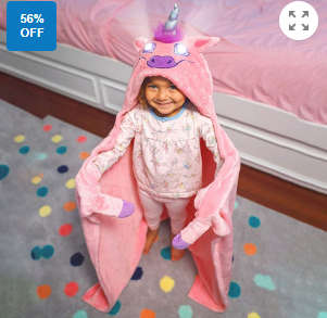 Kids wearable blankets with unicorn LED eyes