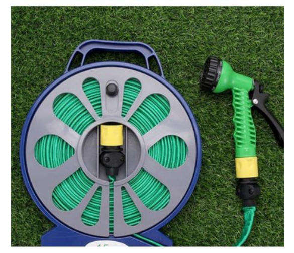 50FT 15M Retractable Garden Watering Turntable Flat Hose Pipe