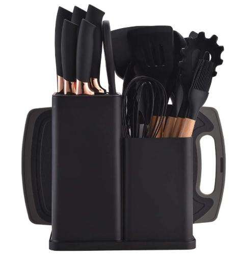 home essentials,black cooking utensils set,black kitchen set with 11 Pieces Spatula,Heat Resistant S