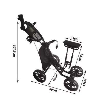 4-Wheel Golf Push Cart Trolley with Foot Brake & Umbrella Holder