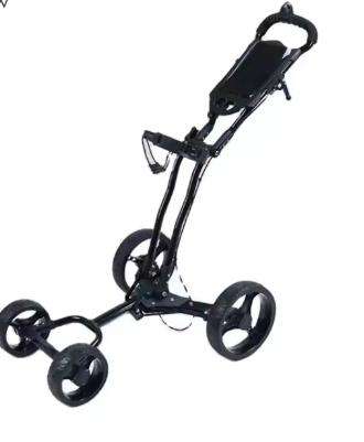 4-Wheel Golf Push Cart Trolley with Foot Brake & Umbrella Holder