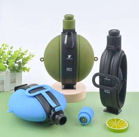 Multi-function Creative Portable Foldable Kettle Summer Camp Outdoors Training Compass Water Bag Sil