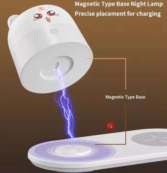 Wireless Induction Mobile Charging LED Night Bedroom Bedside Magnetic Type Base Night Light Multi-fu