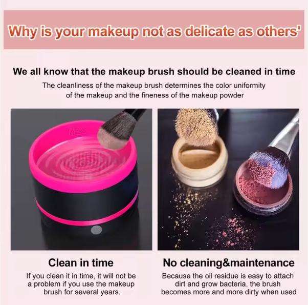 Portable Electric Makeup Brush Cleaner Machine Automatic Silicone Cleanser Beauty Makeup Brushes Eff