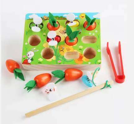 Fun Pulling Carrots Baby Bees Insect Catching Early Educational Puzzles Interactive Wooden Toys