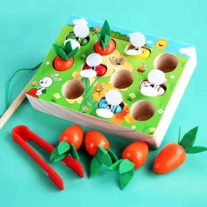 Fun Pulling Carrots Baby Bees Insect Catching Early Educational Puzzles Interactive Wooden Toys