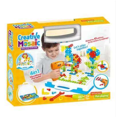 Kids Developmental Toys 3D Jigsaw DIYPuzzle Toy Build and Design Creative Mosaic Puzzle with Drill