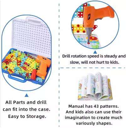 Kids Developmental Toys 3D Jigsaw DIYPuzzle Toy Build and Design Creative Mosaic Puzzle with Drill