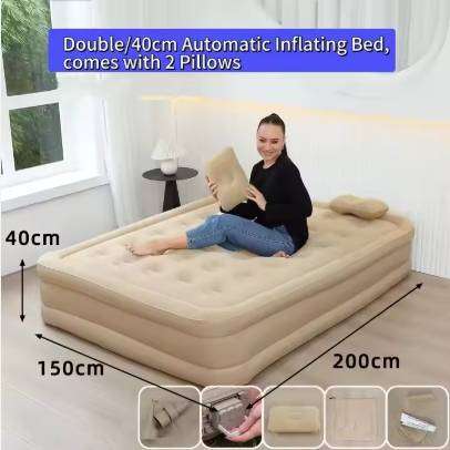 Modern Air Mattress with Two Pillows for Outdoor Camping