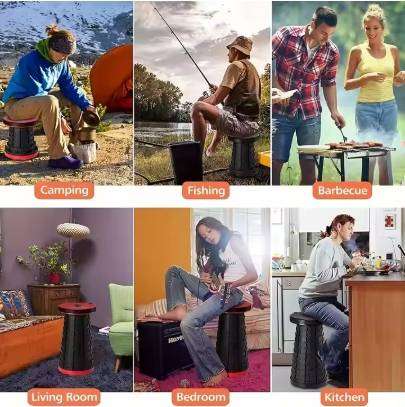 550lbs Adjustable Height Portable Bench Telescopic Folding Stool Ultralight Camping Folding Chair