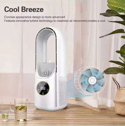 Small Quiet Electric Bladeless Fan Household Use for Air Cooling With Low Noise